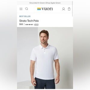 Vuori Strato Tech Polo in Crisp White
